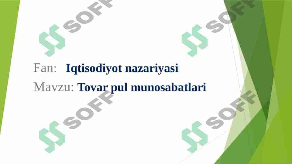 Tovar pul munosabatlari 1