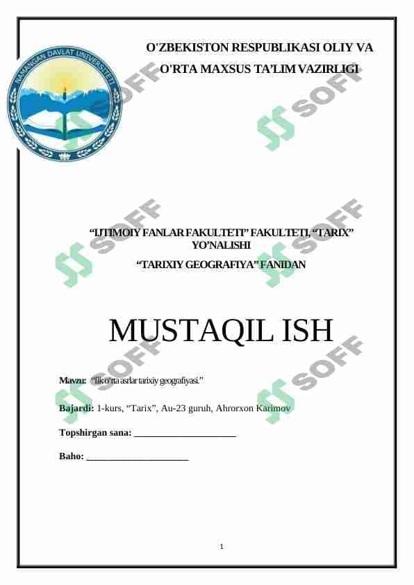 Ilk oʻrta asrlar tarixiy geografiyasi 1