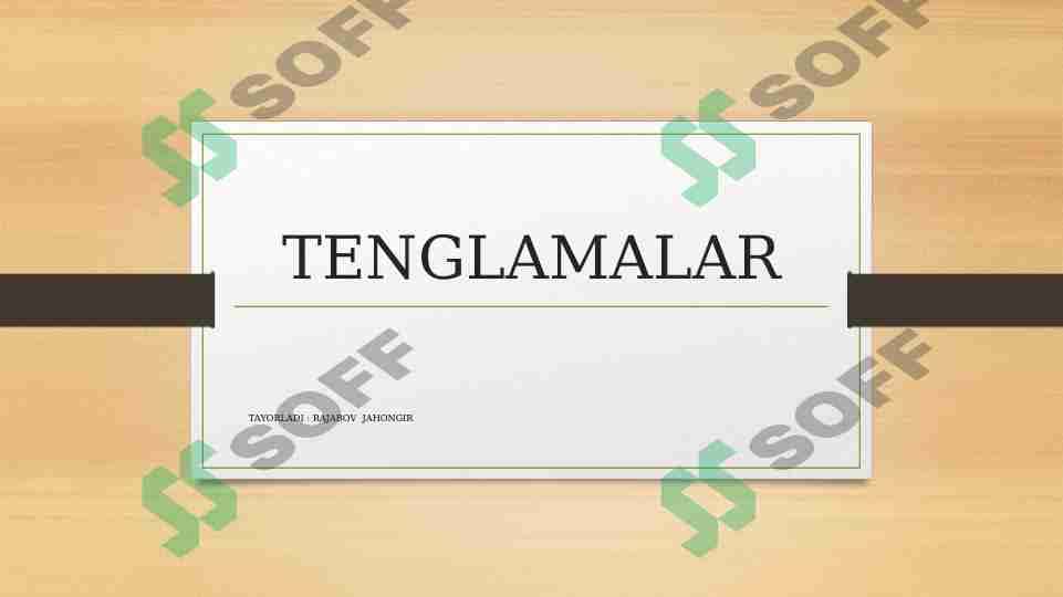 Tenglamalar 1