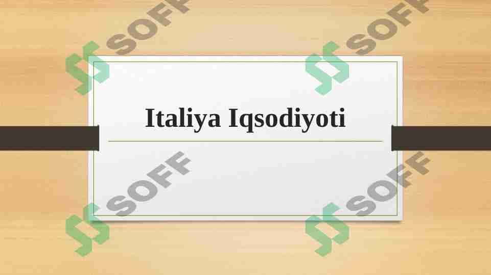 Italiya iqtisodiyoti 1