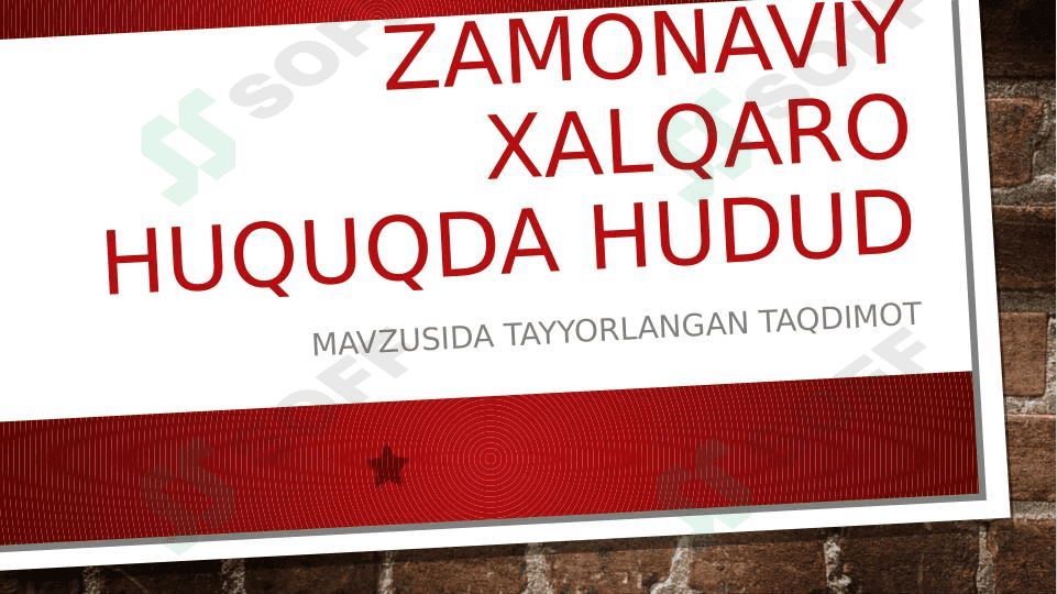 Zamonaviy xalqaro huquqda Hudud 1