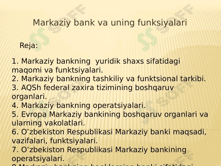 Markaziy bank va uning funksiyalari 1