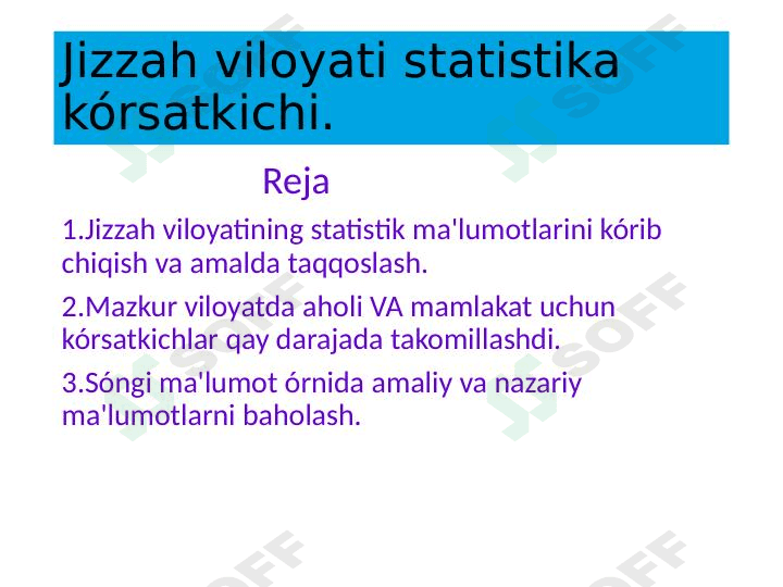 Jizzah viloyati statistikasi 1