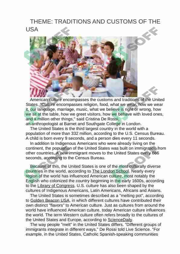 traditions and customs of the usa 1