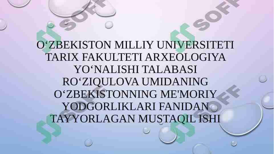 XIII-XVI asrlar me’moriy yodgorliklari 1