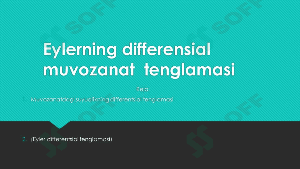 Eylerning differensial tenglamasi 1