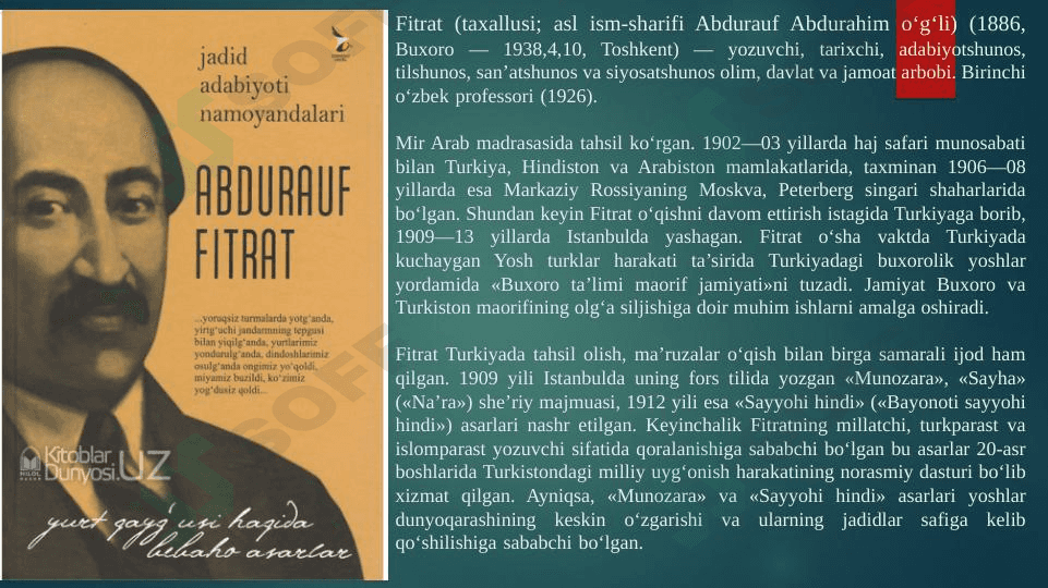 ABDURAUF FITRAT hayoti va ijodi 1