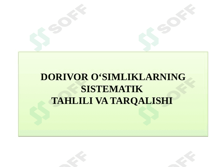 Dorivor oʻsimliklar 1