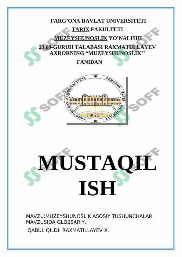 Muzeyshunoslik fani bo'yicha glossariy 1
