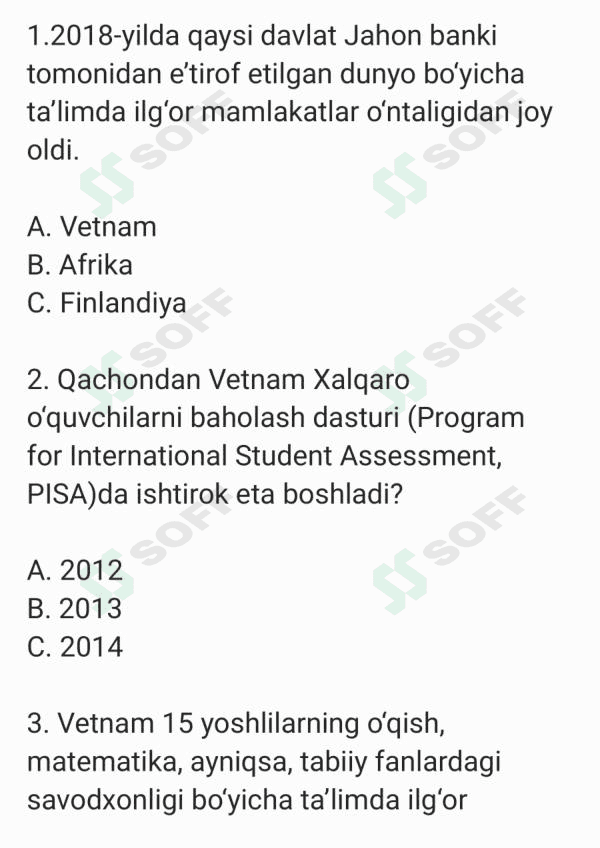 Vetnam ta’lim tizimi test 1