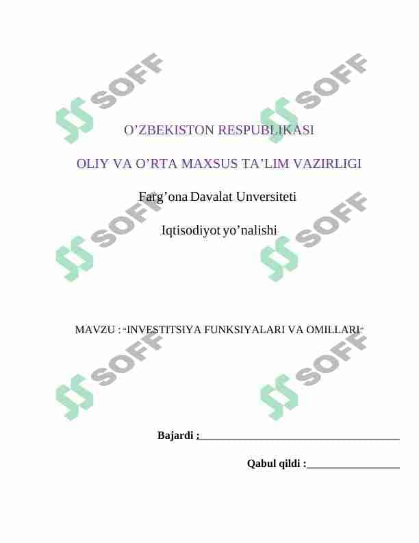 investitsiya funksiyalari va omillari 1