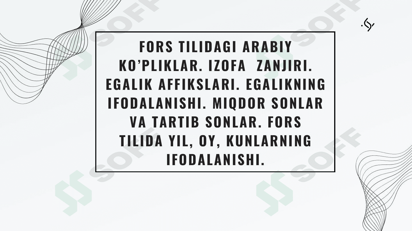 Fors tilidagi arabiy ko’pliklar. 1