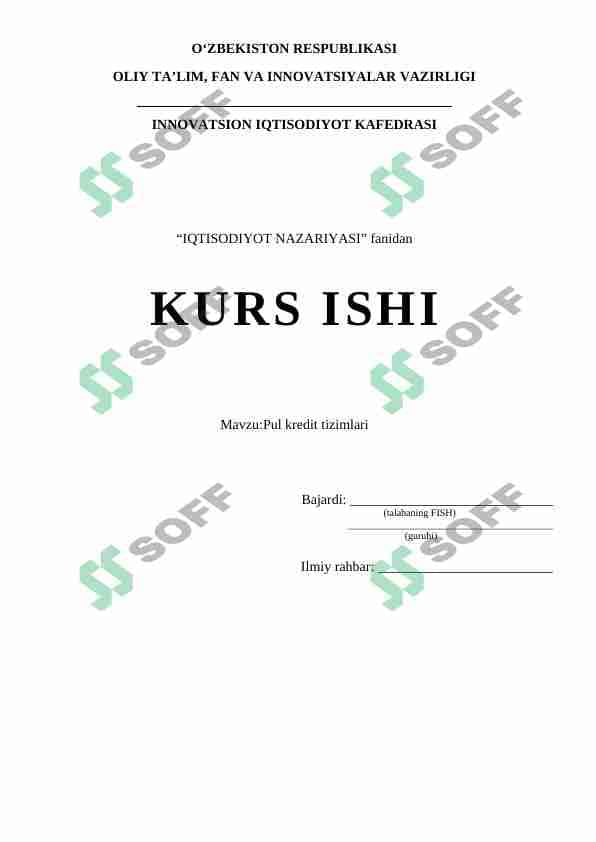 Pul Kredit tizimlari 1