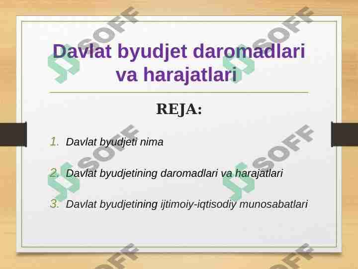Davlat byudjet daromadlari va harajatlari 1