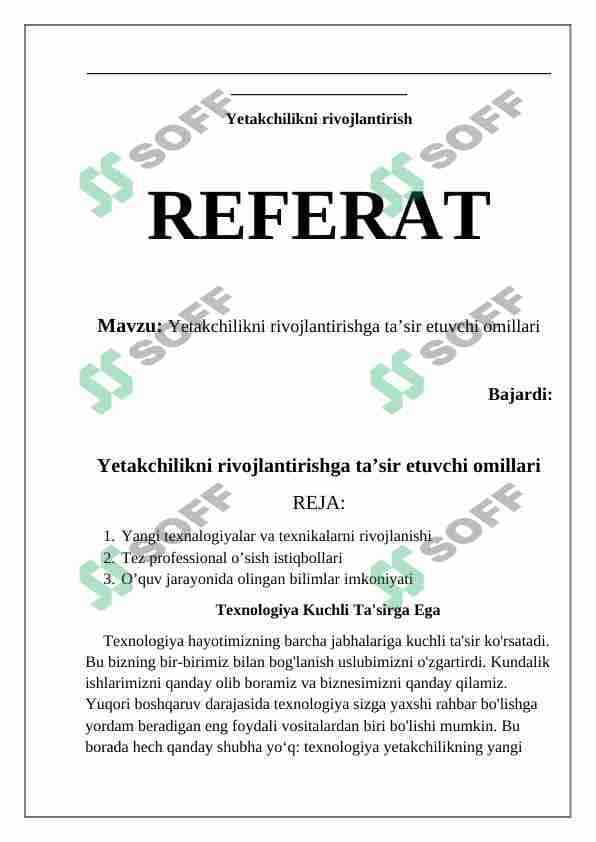 Yetakchilikni rivojlantirishda ta'sir etuvchi omillar 1
