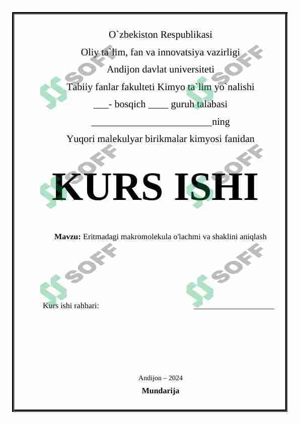 Eritmadagi maromolekula o'lchami va shaklini aniqlash 1