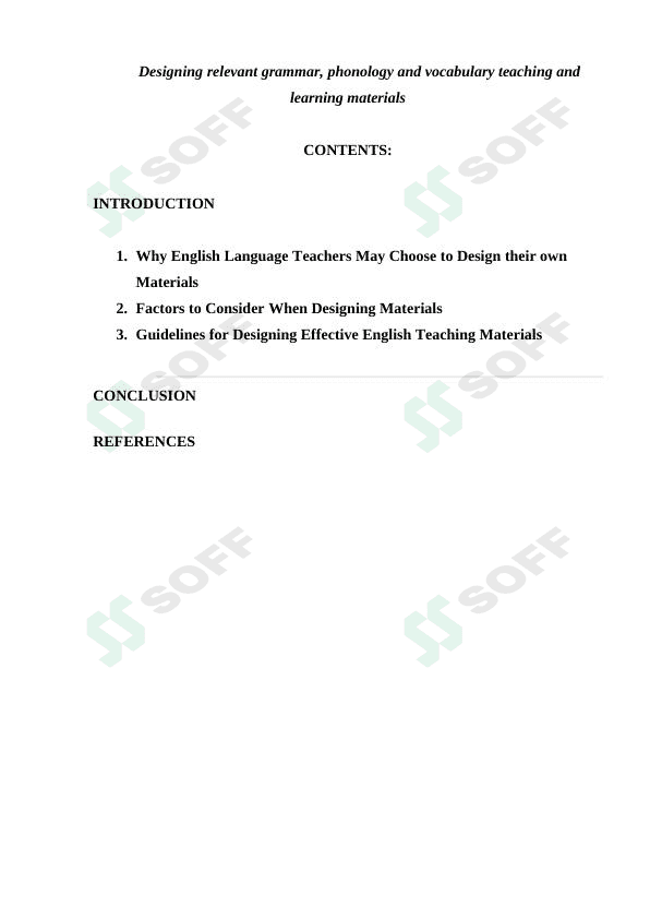 Designing relevant grammar, phonology and vocabulary teaching and learning materials