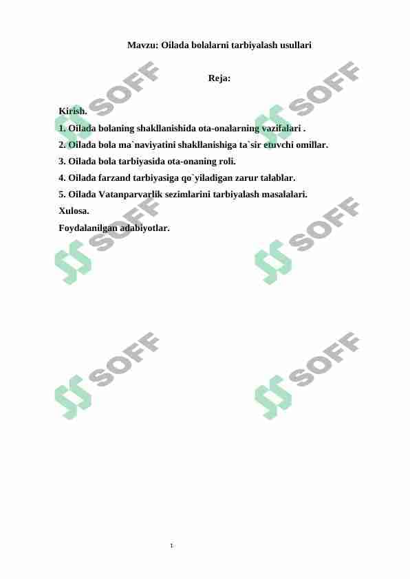 Oilada bolalarni tarbiyalash usullari 1