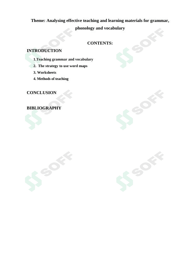 Analysing effective teaching and learning materials for grammar, phonology and vocabulary 1