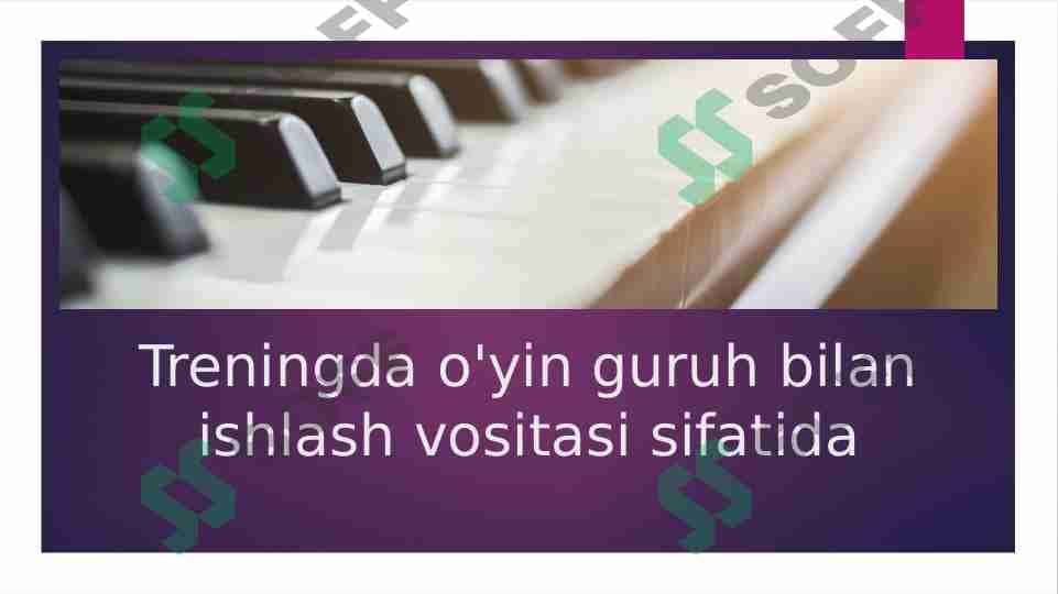 Treningda o'yin guruh bilan ishlash vositasi sifatida 1