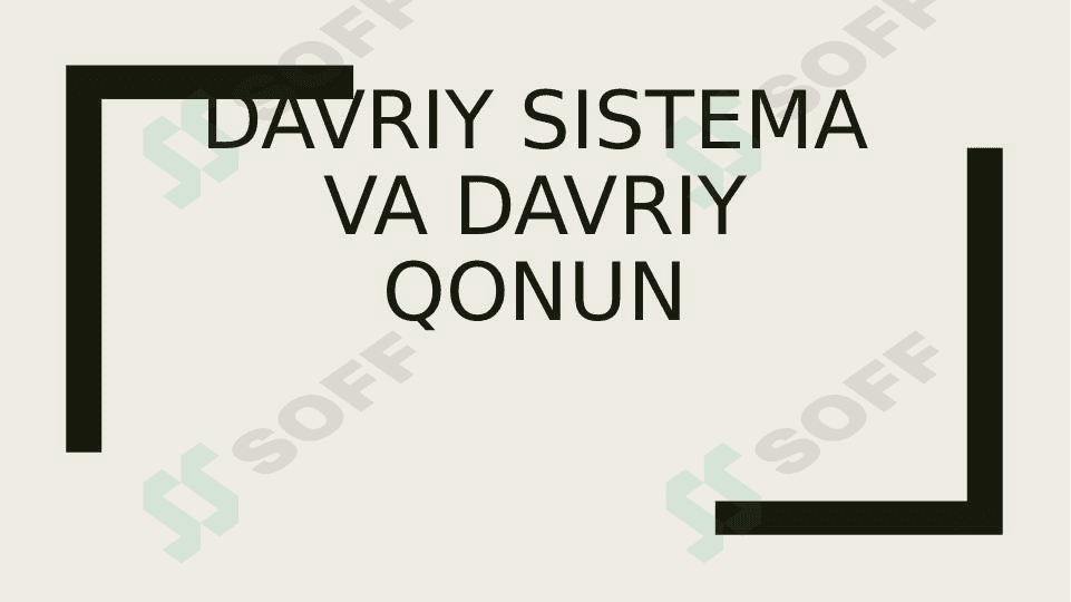 DAVRIY SISTEMA VA DAVRIY QONUN 1