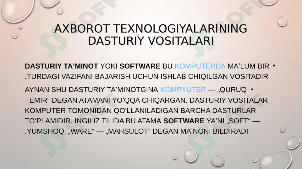 Axborot texnologiyalarining dasturiy vositalari 1