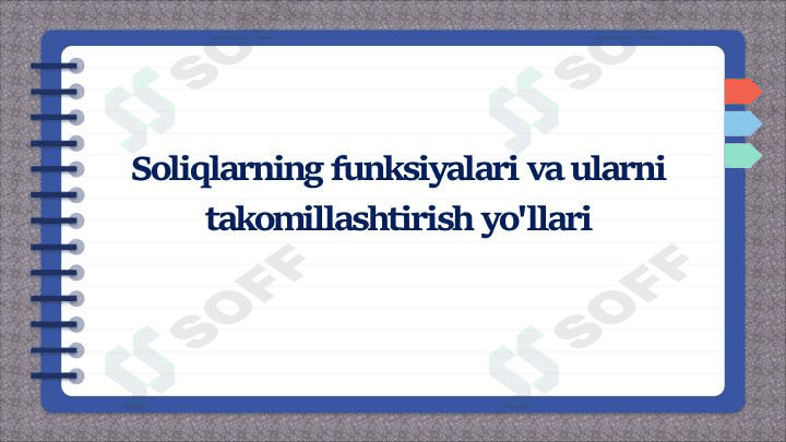 Soliqlarning funksiyalari va ularni takomillashtirish yo'llari 1