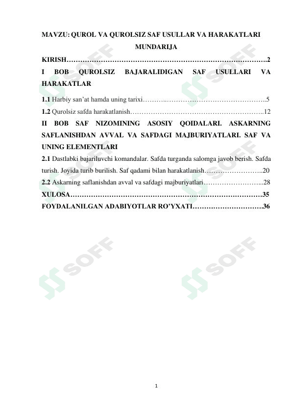 QUROL VA QUROLSIZ SAF USULLAR VA HARAKATLARI 1
