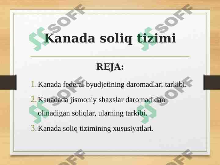 Kanada soliq tizimi 1