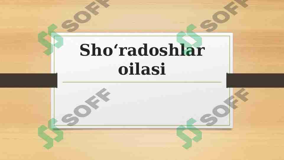 Sho‘radoshlar oilasi 1