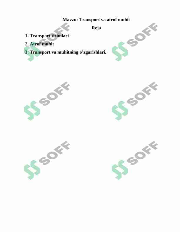Transport va atrof muhit 1