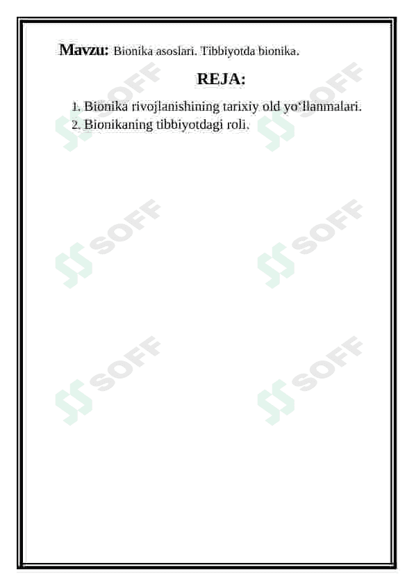 Bionika asoslari. Tibbiyotda bionika 2
