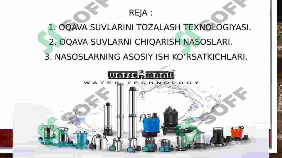 “Oqava suvlarini haydash  uchun mo’ljallangan nasoslar” 2