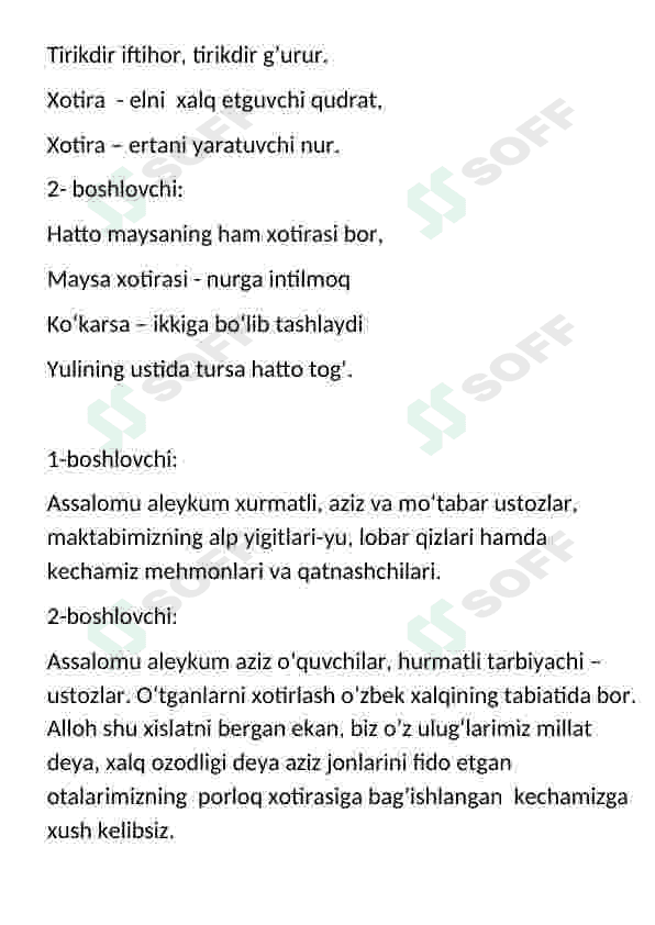 9-may Xotira muqaddas ssenariy 2