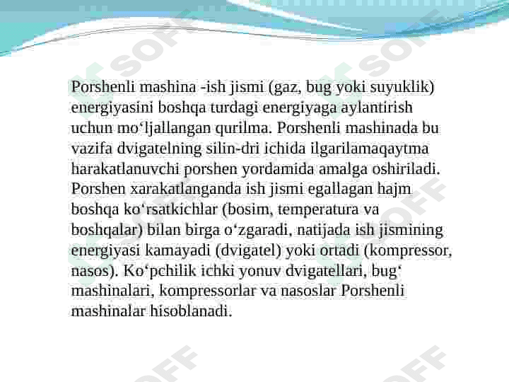 Porshenli mashinalar harakteristikasi 2