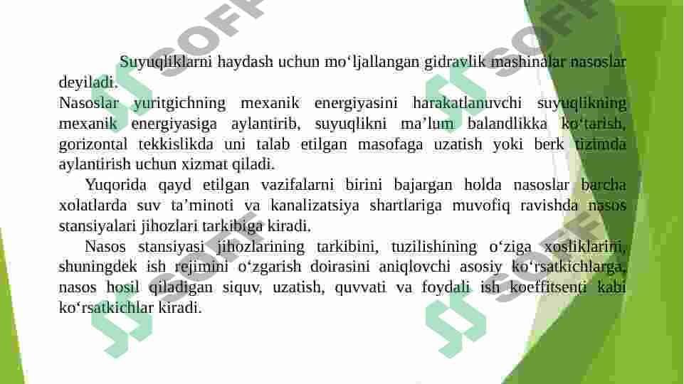Kirish. Nasoslar xaqida umumiy tushunchalar. 2