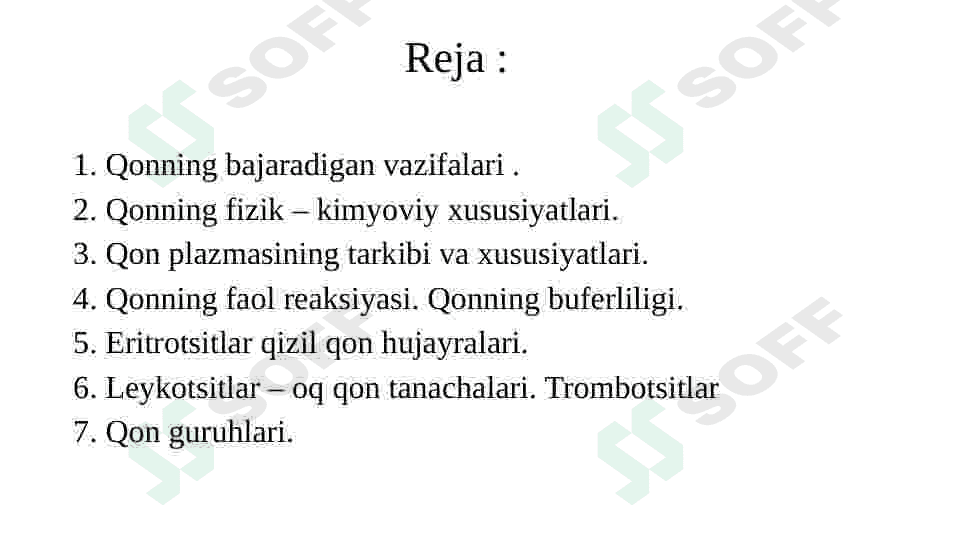 Qon fiziologiyasi 2