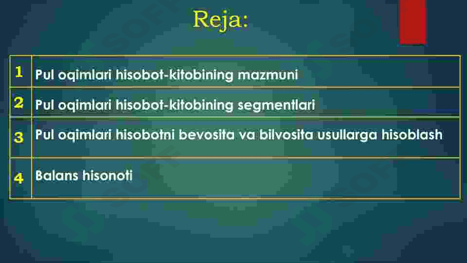 Pul oqimlari hisob-kitobi. Balans hisoboti 2