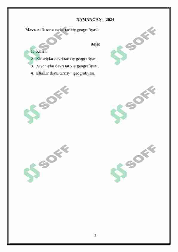 Ilk oʻrta asrlar tarixiy geografiyasi 2