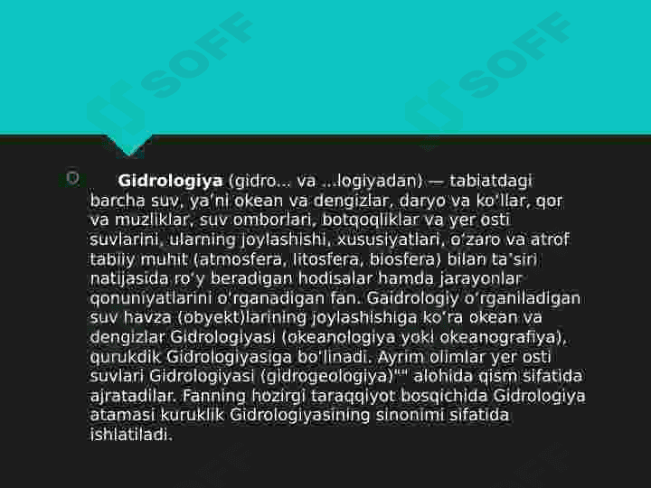 O`ZBEKISTON GIDROLOGIYASINING SHAKLLANISHI VA RIVOJLANISHI 2