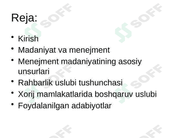 Boshqaruv madaniyati va uslublari 2