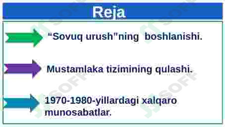 Ikkinchi jahon urushidan keyingi xalqaro munosabatlar. Sovuq urushning boshlanishi 2