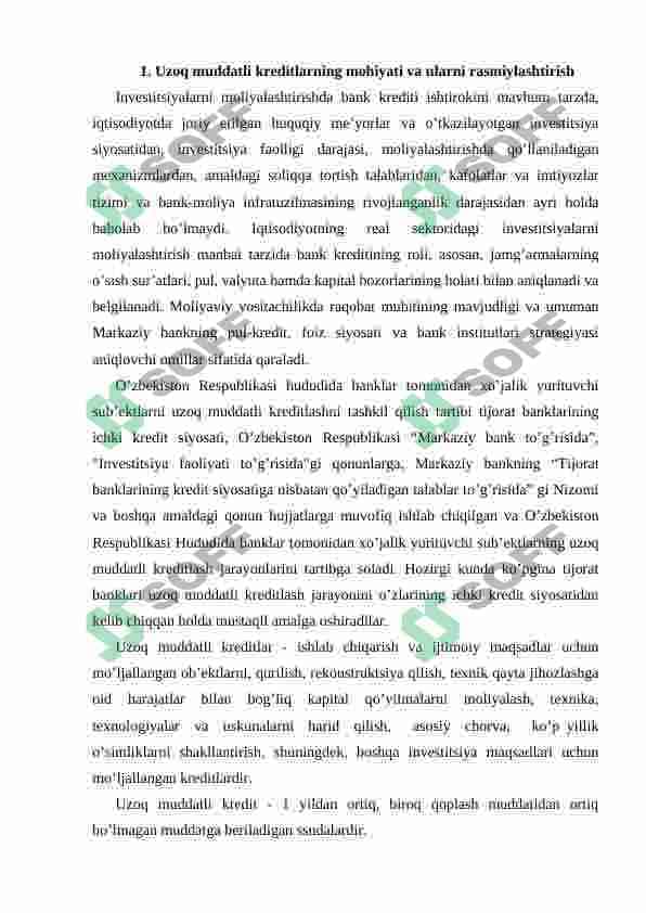 Investitsiya faoliyatini kreditlash 2