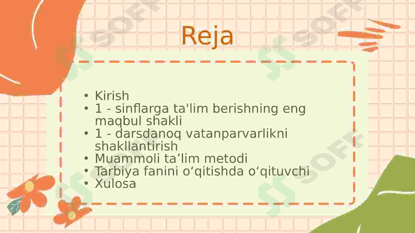 1 - sinf “Tarbiya”  darsligini  o’rganish 2