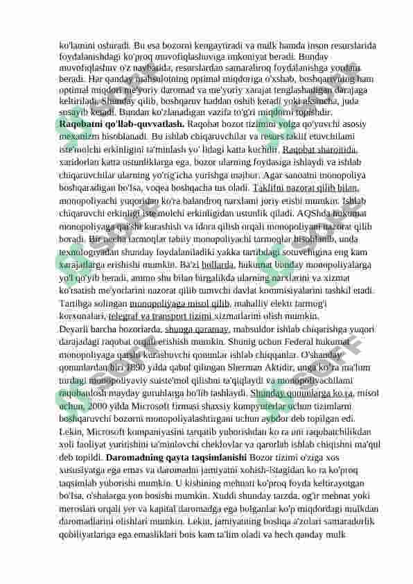 Bozor iqtisodiyotiga o’tish davri 2