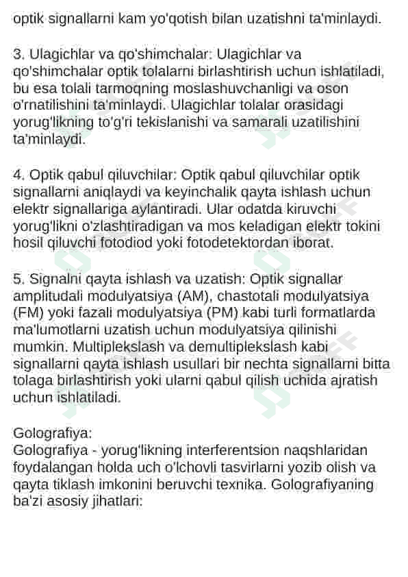 Optik tolali tizimlar 2