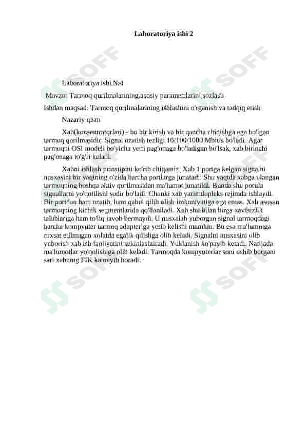 Tarmoq qurilmalarining asosiy parametrlarini sozlash 2