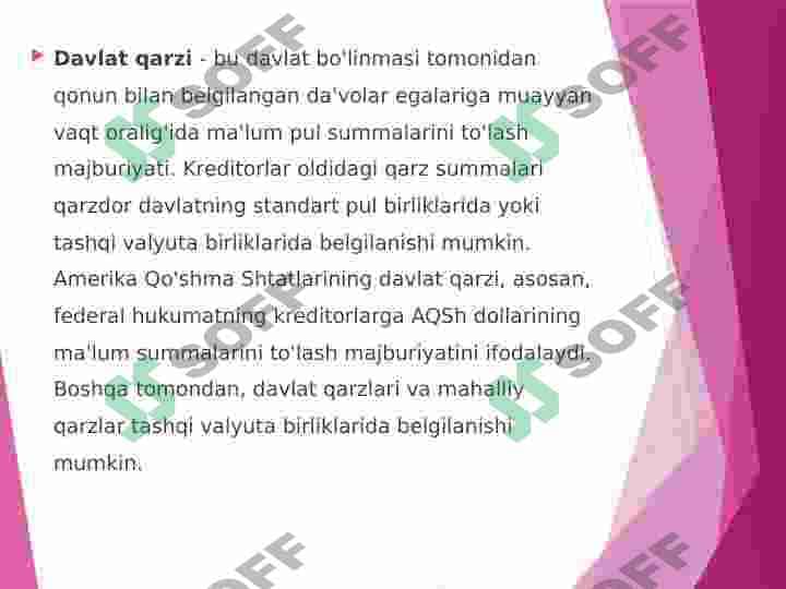 Davlat qarzi va uning tartibga solish 2