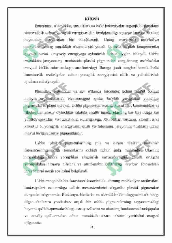Plastida pigmentlari va ularning fotosintezdagi roli 2