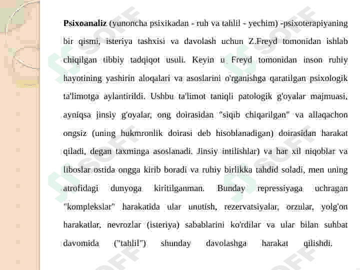 Klassik psixoanaliz va uning modifikatsiyalari 2